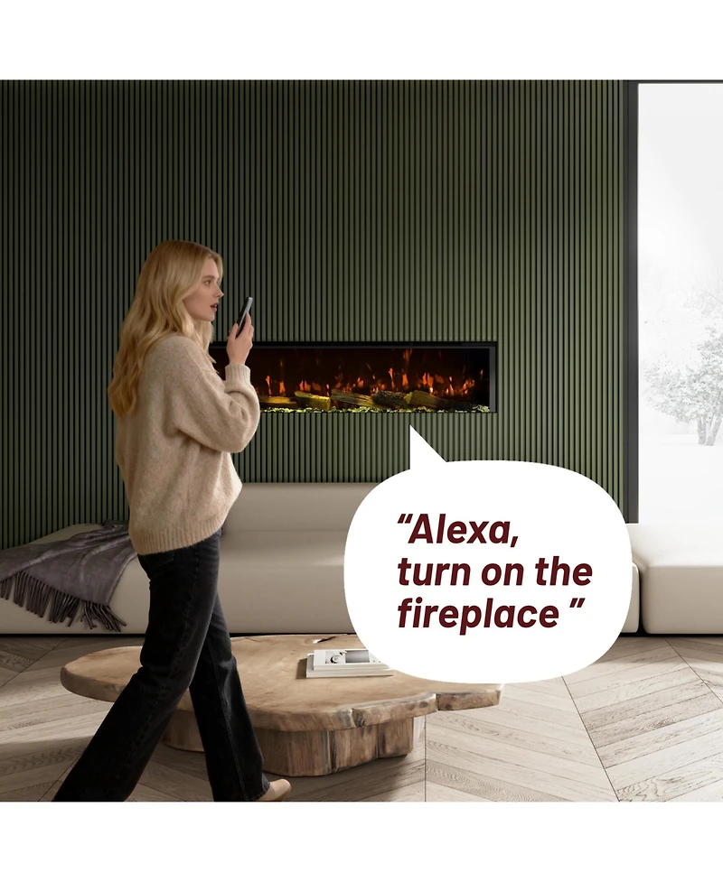 Mondawe 70" Tv Stand with 36" Electric Fireplace With Remote Control and Side Cabinet,White