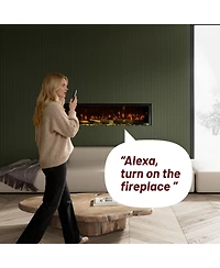 Mondawe 70" Tv Stand with 36" Electric Fireplace With Remote Control and Side Cabinet,White
