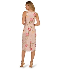 Adrianna Papell Women's Sequin Detail Floral Column Sleeveless Dress