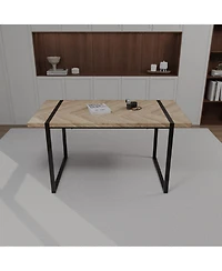 Streamdale Mdf Wood & Metal Desk for 4-6, Stylish Home Office Table