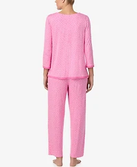Ellen Tracy Women's V-Neck Top and Ankle Pajama Pants, 2-Piece Set