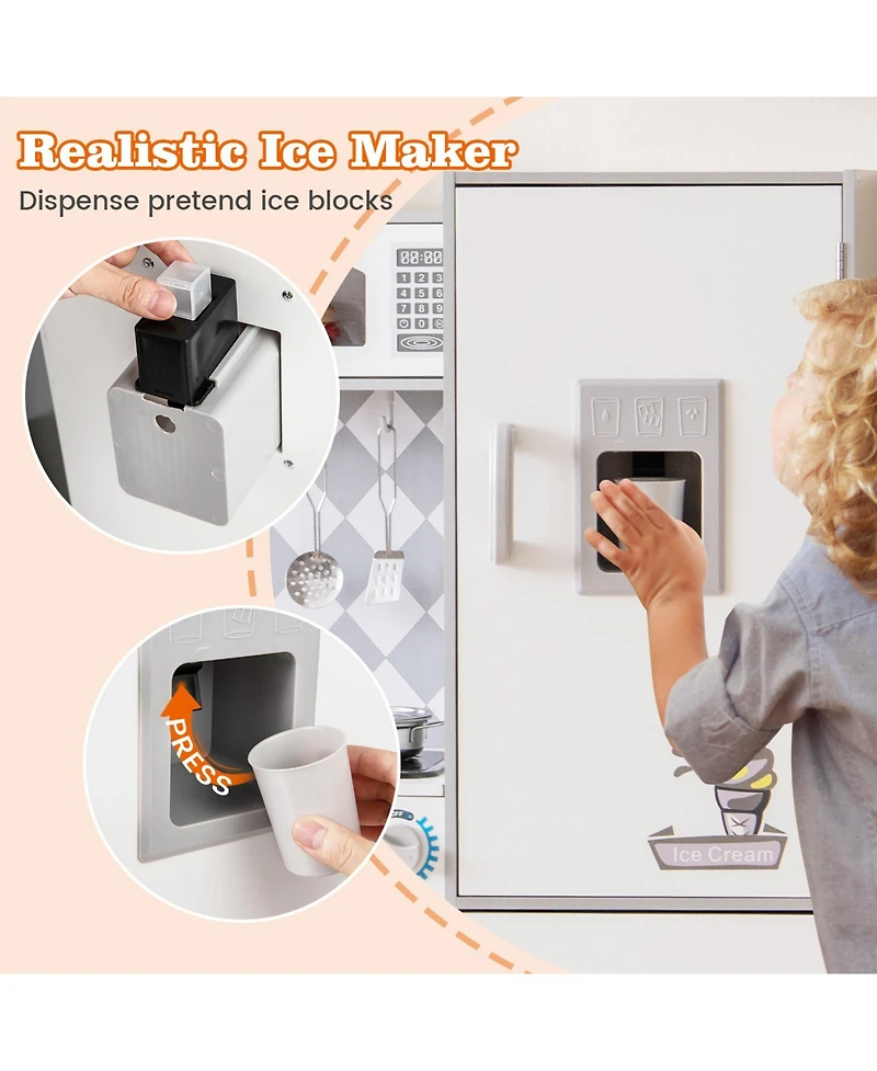 Pretend Play Kitchen for Kids Aged 3+ with Real Sounds and Lights