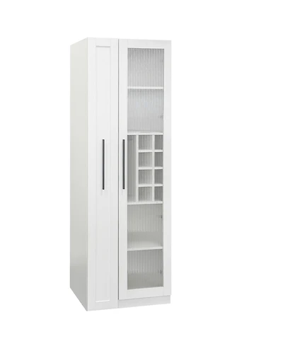 Casainc Kitchen Pantry Cabinet with Glass Doors and Pull-Out Multi-Tier Shelves, Storage Organizer for Kitchen and Bar