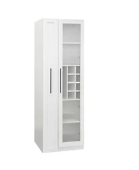 Casainc Kitchen Pantry Cabinet with Glass Doors and Pull-Out Multi-Tier Shelves, Storage Organizer for Kitchen and Bar