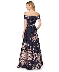 Adrianna Papell Women's Floral Print Off-The-Shoulder Dress