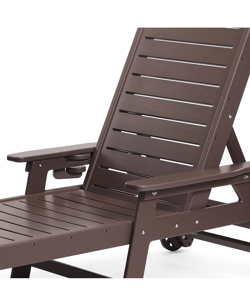 WestinTrends 2-Piece Outdoor Patio Chaise Lounge Chair with Wheels & Cup Holder Side Table