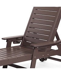 WestinTrends 2-Piece Outdoor Patio Chaise Lounge Chair with Wheels & Cup Holder Side Table