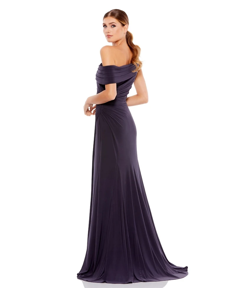 Mac Duggal Women's Foldover Off-the-Shoulder Slit Gown