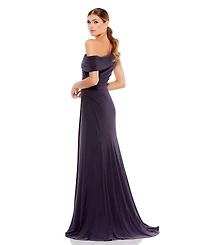 Mac Duggal Women's Foldover Off-the-Shoulder Slit Gown