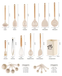 Sugift 9-Piece Natural Teak Wooden Kitchen Utensils Set