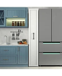 sumyeg Slim Rolling Storage Cart with Handle and Wheels, Wood Spice Rack, Pantry Organizer for Kitchen and Small Spaces