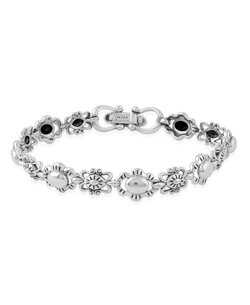 American West Jewelry Sterling Silver Concha Link Bracelet, Size Small to Large