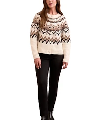Tribal Women's Fair Isle Button Front Sweater Cardigan