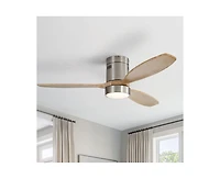 Sofucor 52-inch Modern Sand Nickel 3-Blade Flush Mount with Light and Remote Control