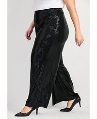 Avenue Women's Glitz Sequin Wide Leg Pant