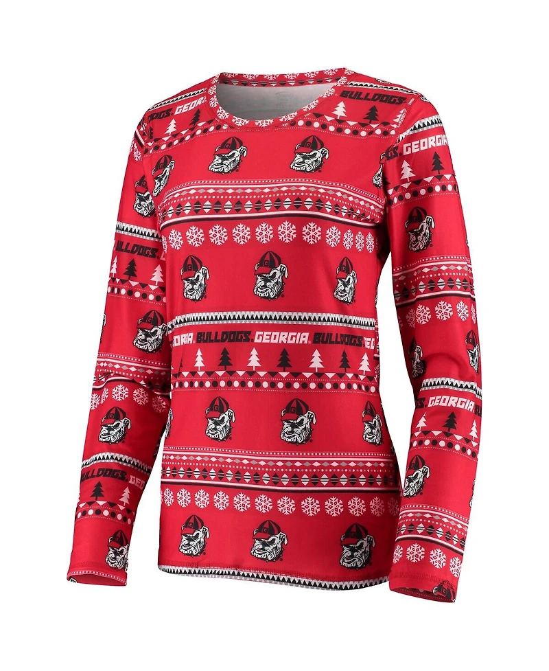 Concepts Sport Women's 2-Piece Red Georgia Bulldogs Holiday Long Sleeve Top and Pants Sleep Set