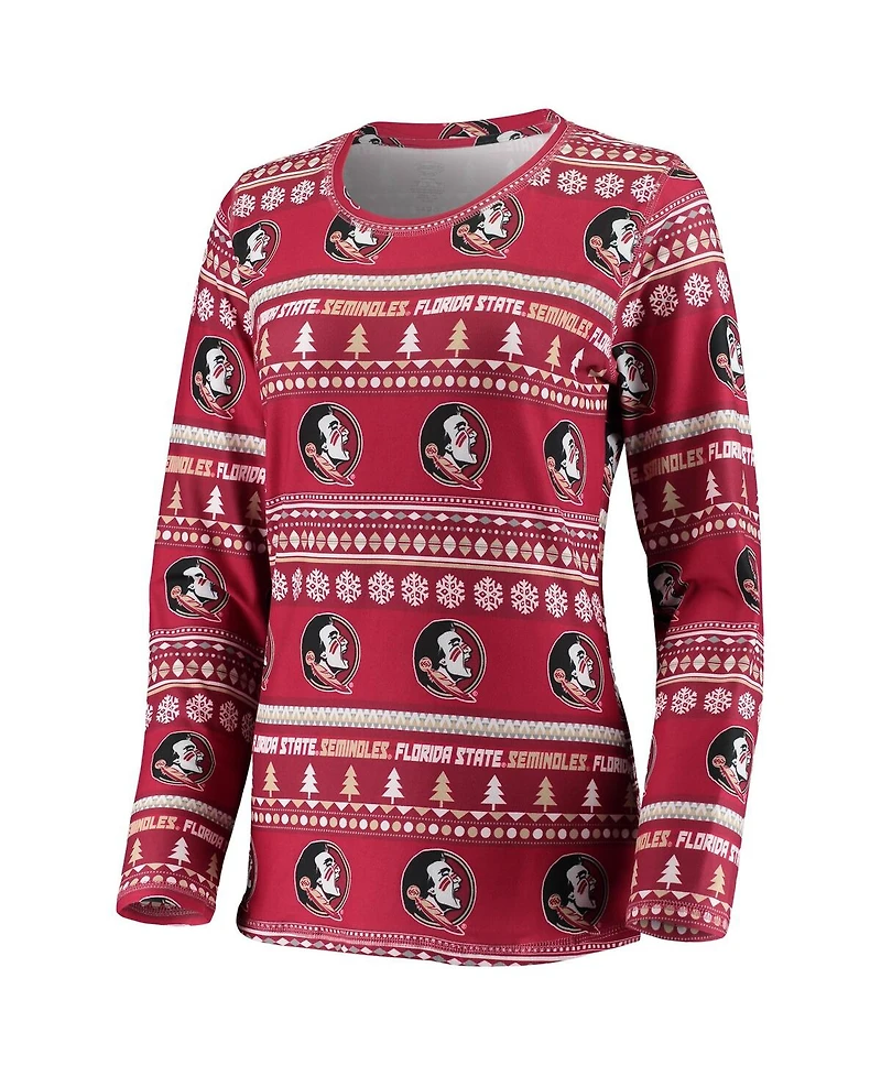 Concepts Sport Women's 2-Piece Garnet Florida State Seminoles Holiday Long Sleeve Top and Pants Sleep Set