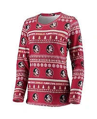 Concepts Sport Women's 2-Piece Garnet Florida State Seminoles Holiday Long Sleeve Top and Pants Sleep Set