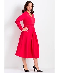 Avenue Women's Fit And Flare Midi Dress