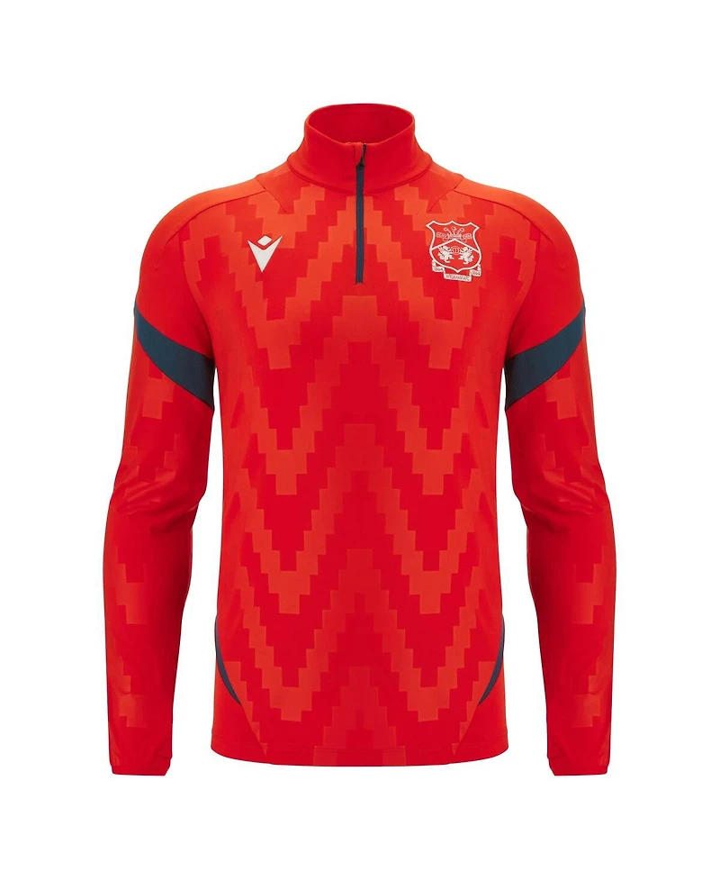 Macron Men's Red Wrexham Training Quarter-Zip Pullover Hoodie