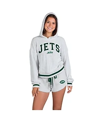 Concepts Sport Women's 2-Piece Gray New York Jets Whitley Long Sleeve Hoodie Top and Shorts Set