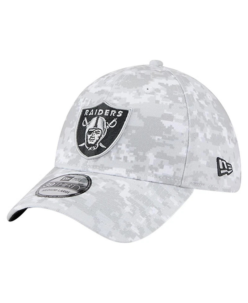 New Era Men's White Las Vegas Raiders 2025 Salute to Service Digital Camo Fan Pack 39THIRTY Flex Hat