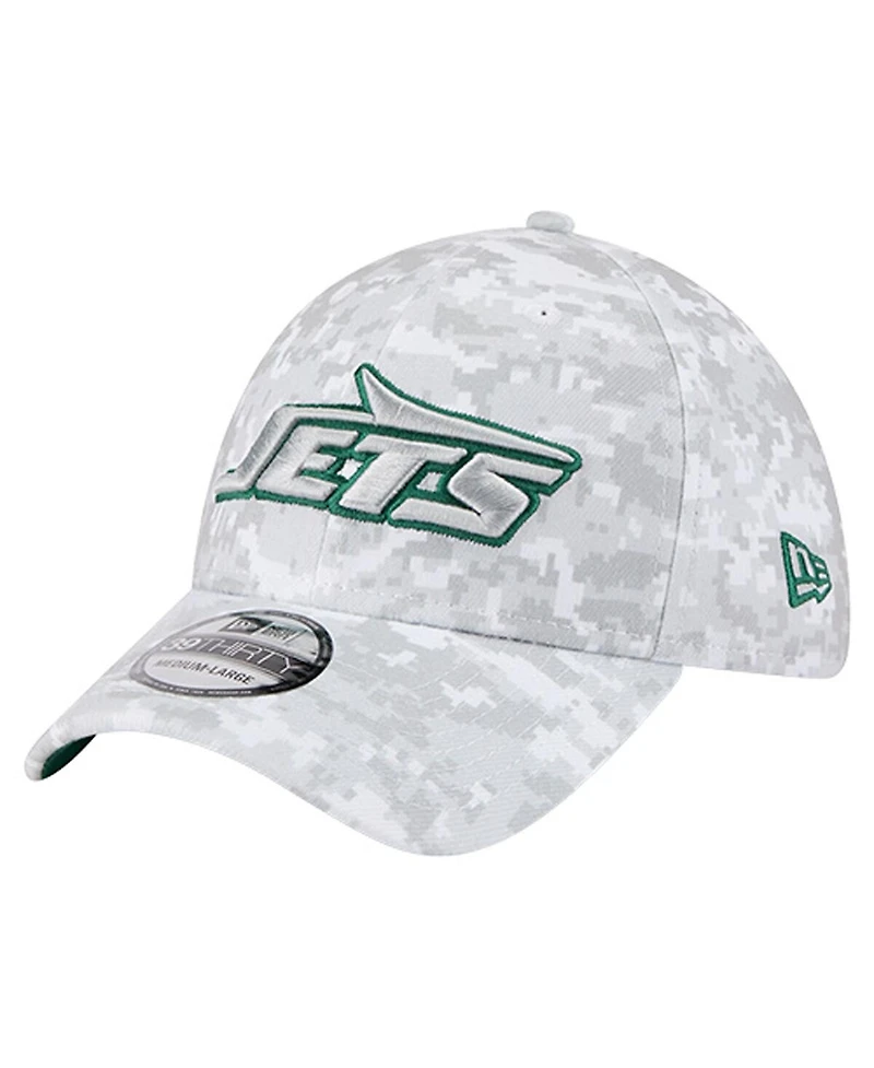 New Era Men's White York Jets 2025 Salute to Service Digital Camo Fan Pack 39THIRTY Flex Hat