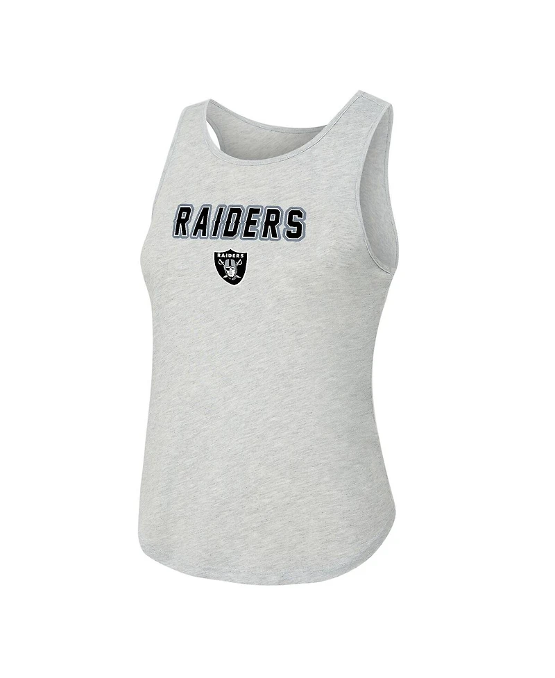 Concepts Sport Women's 2-Piece Heather Gray/Black Las Vegas Raiders Regulate Plaid Tank Top and Pants Sleep Set