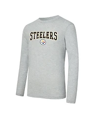 Concepts Sport Men's 2-Piece Black/Gray Pittsburgh Steelers Regulate Long Sleeve T-Shirt and Plaid Pant Set