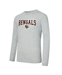Concepts Sport Men's 2-Piece Orange/Gray Cincinnati Bengals Regulate Long Sleeve T-Shirt and Plaid Pant Set