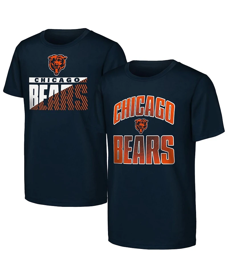 Outerstuff Big Boys and Girls 2-Pack Navy Chicago Bears Never Quit T-Shirt Set
