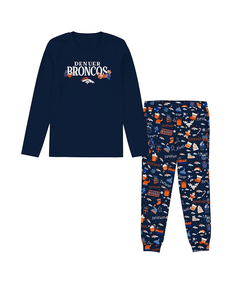 Outerstuff Toddler Navy Denver Broncos Chestnut Holiday Sleep Set