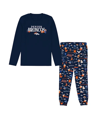 Outerstuff Toddler Navy Denver Broncos Chestnut Holiday Sleep Set