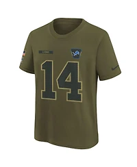 Nike Big Boys and Girls Amon-Ra St. Brown Olive Detroit Lions 2025 Salute to Service Name Number T-Shirt