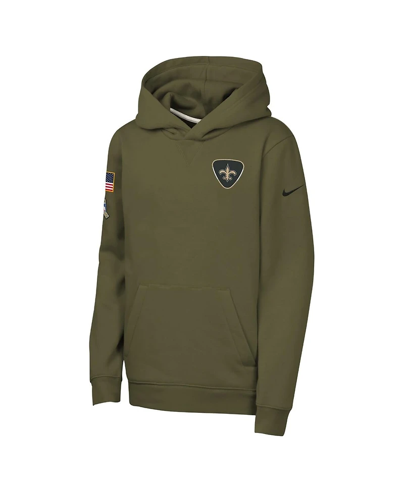 Nike Big Boys and Girls Olive New Orleans Saints 2025 Salute to Service Club Fleece Hoodie