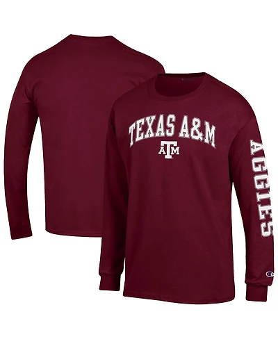 Champion Men's Maroon Texas A M Aggies Arch Over Logo 2-Hit Long Sleeve T-Shirt
