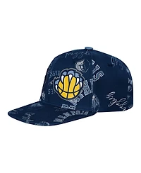 Outerstuff Big Boys and Girls Navy Memphis Grizzlies Street Hooper Allover Print Snapback Hat