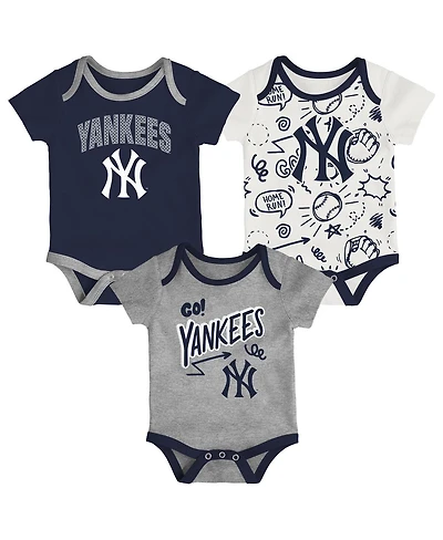 Outerstuff Baby Boys and Girls 3-Piece New York Yankees All Day Play Bodysuit Set