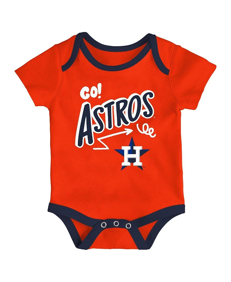 Outerstuff Baby Boys and Girls 3-Piece Houston Astros All Day Play Bodysuit Set