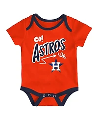 Outerstuff Baby Boys and Girls 3-Piece Houston Astros All Day Play Bodysuit Set