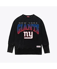 Women's Black New York Giants Delineate Mineral Wash Crewneck Sweatshirt