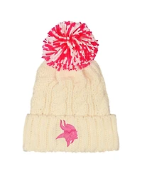 Outerstuff Girls White Minnesota Vikings Cable Cuffed with Pom Knit Hat
