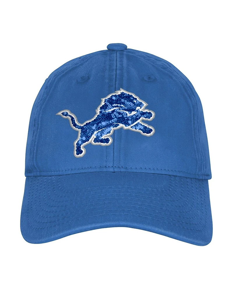 Outerstuff Big Girls Blue Detroit Lions Gridiron Adjustable Hat