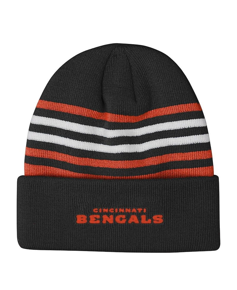 Outerstuff Big Boys and Girls Black Cincinnati Bengals Essentials Cuffed Knit Hat
