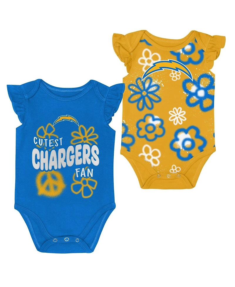 Outerstuff Girls Baby Boys and Girls 2-Piece Powder Blue Los Angeles Chargers The Sunshine Bodysuit Set