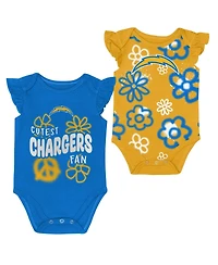Outerstuff Girls Baby Boys and Girls 2-Piece Powder Blue Los Angeles Chargers The Sunshine Bodysuit Set