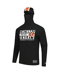 New Era Men's Black Cincinnati Bengals Functional Fandom Balaclava Helmet Stripe Tri-Blend Hoodie