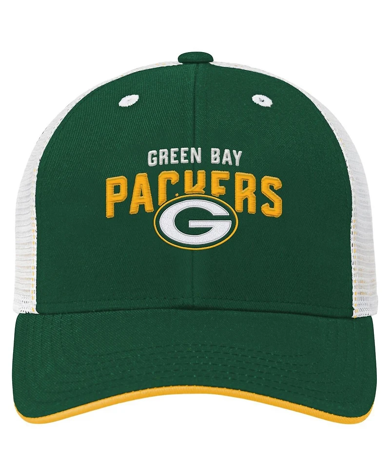 Outerstuff Big Boys and Girls Green Bay Packers Core Lockup Trucker Adjustable Hat