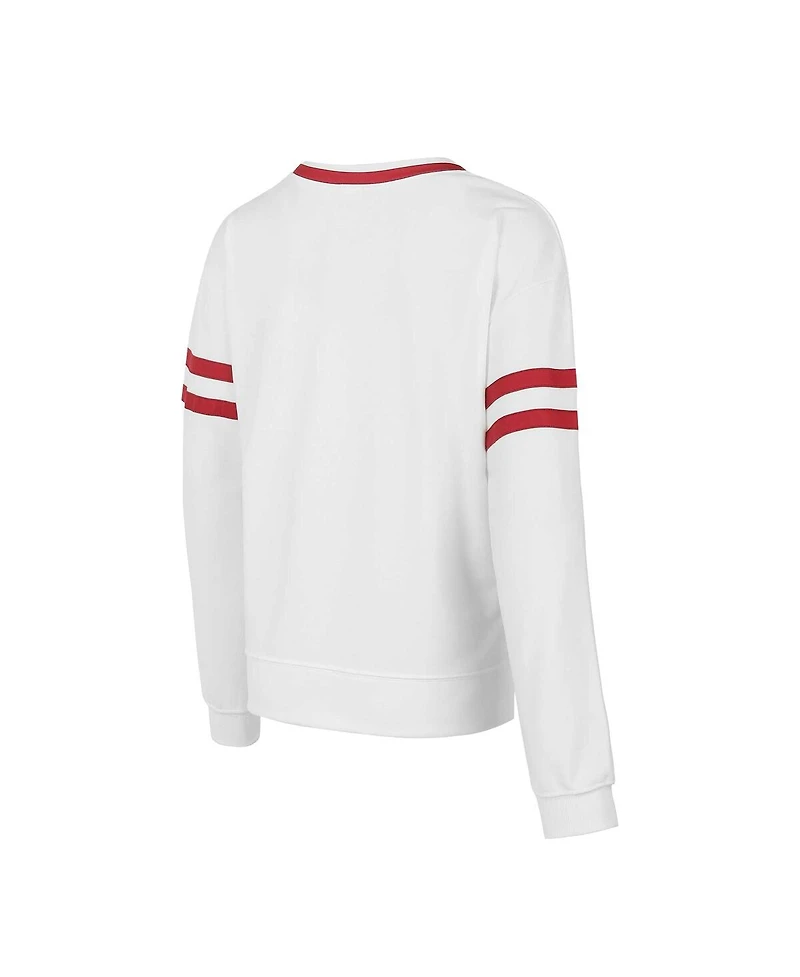 Concepts Sport Women's White Oklahoma Sooners Borough French Terry Arch Over Long Sleeve Top