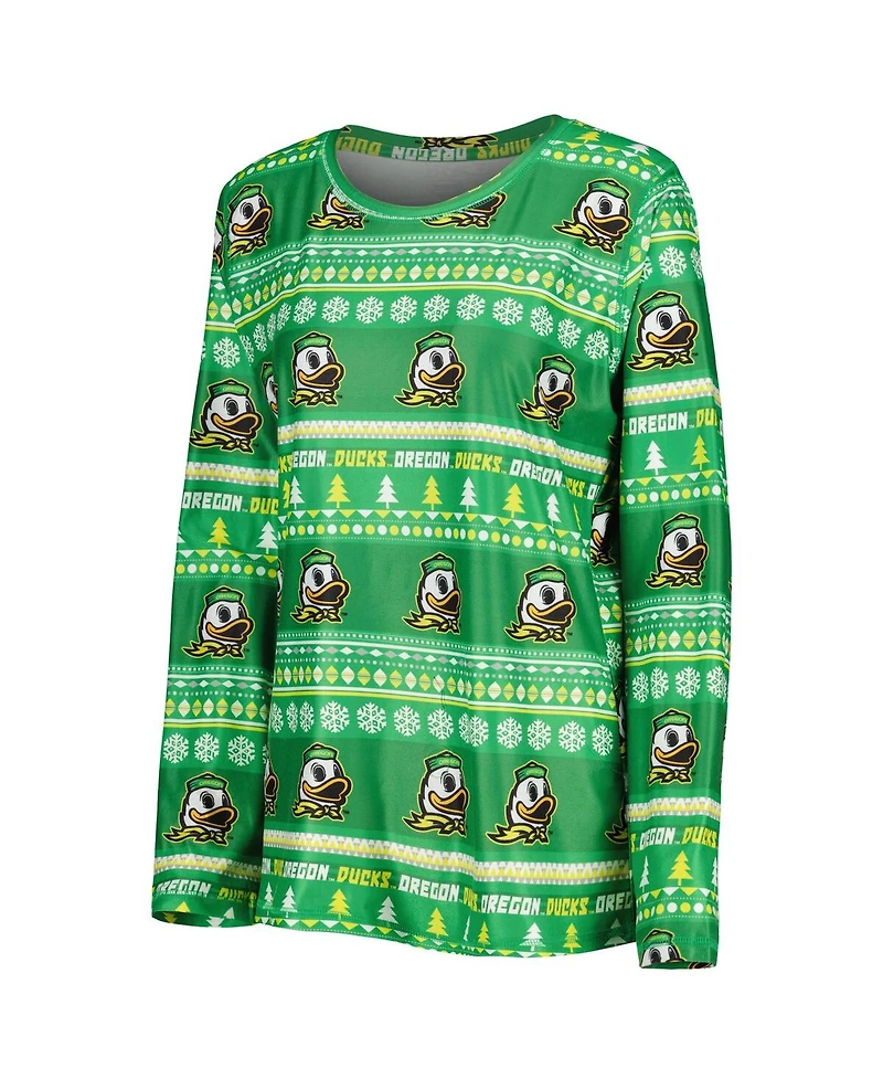 Concepts Sport Women's 2-Piece Green Oregon Ducks Holiday Long Sleeve Top and Pants Sleep Set